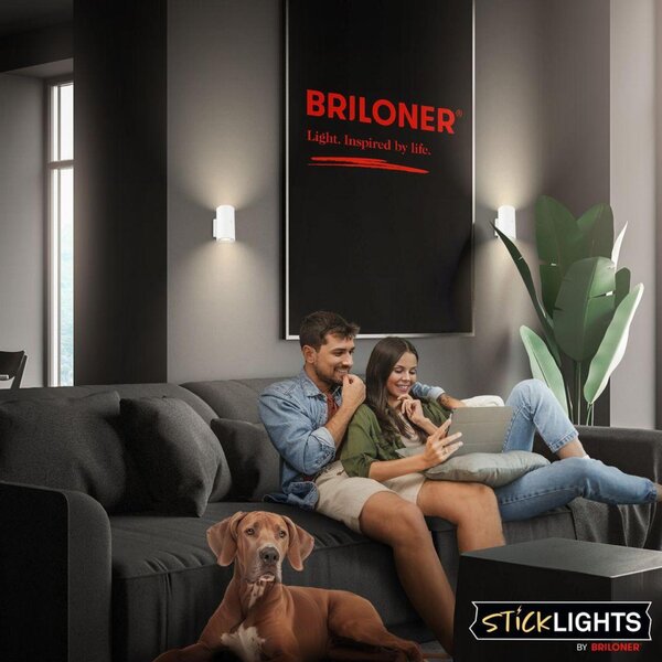 BRILONER Isy nástěnné svítidlo - 2W, 200lm, nabíjecí, LED, dotykový vypínač, stmívatelné, bílé 3942016