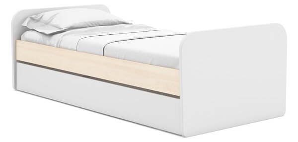 Bílá dětská postel v dekoru borovice s výsuvným lůžkem s úložným prostorem s roštem 90x200 cm Esteban – Marckeric