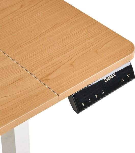 Elektricky výškově nastavitelný pracovní stůl LUCAMA 120 cm 60 cm s USB portem Světle hnědá/Bílá