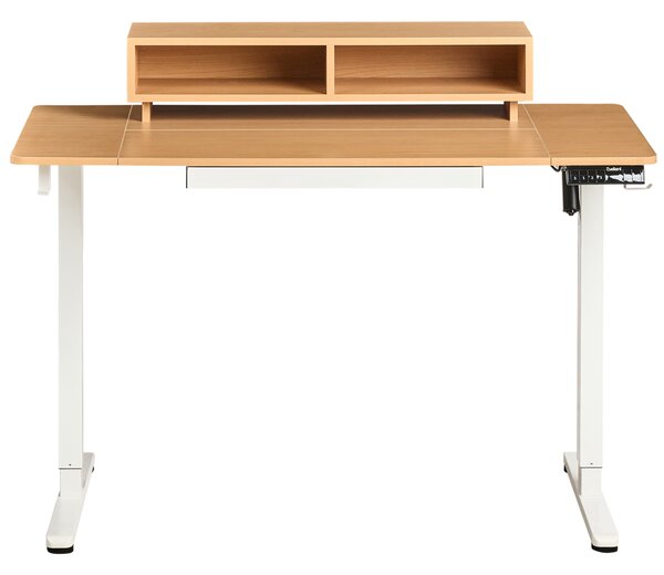 Elektricky výškově nastavitelný pracovní stůl LUCAMA 120 cm 60 cm s USB portem Světle hnědá/Bílá