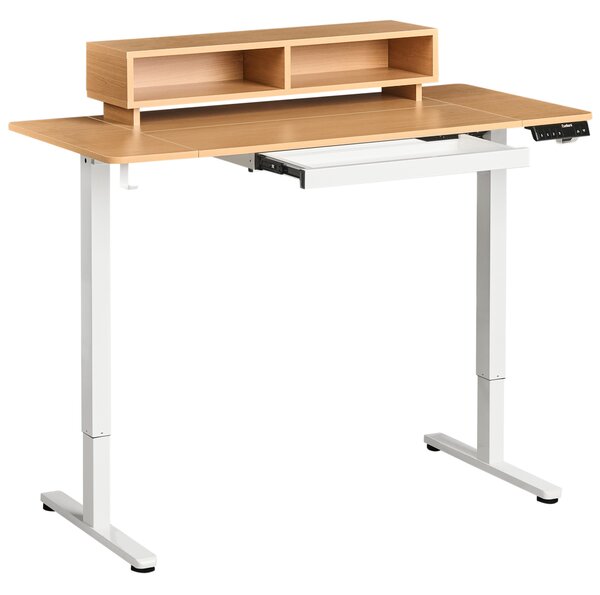 Elektricky výškově nastavitelný pracovní stůl LUCAMA 120 cm 60 cm s USB portem Světle hnědá/Bílá