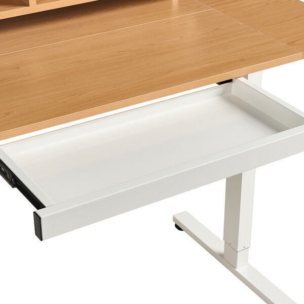 Elektricky výškově nastavitelný pracovní stůl LUCAMA 120 cm 60 cm s USB portem Světle hnědá/Bílá