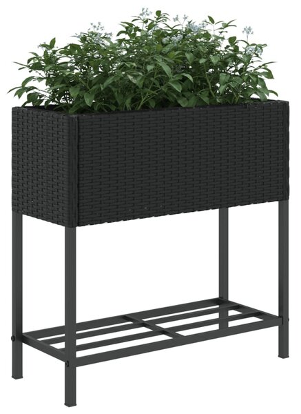 Zahradní truhlíky s policí 2 ks černé 70 x 28 x 70 cm 3210510
