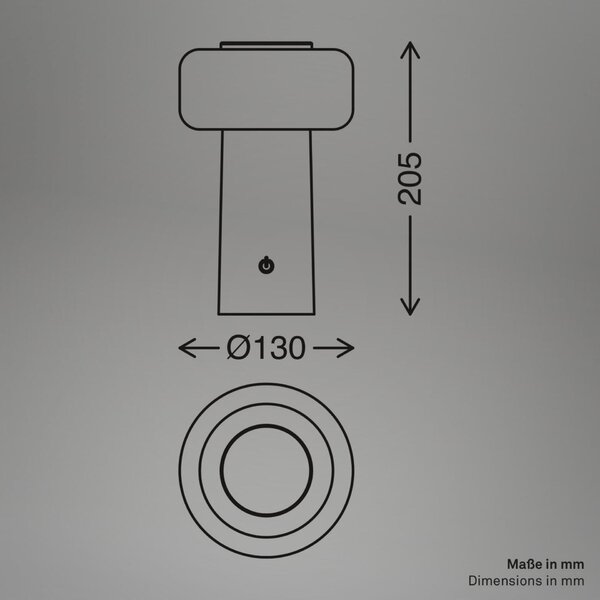 BRILONER Juna stolní lampa - 1,8W, 210lm, nabíjecí, LED, stmívatelné, dotykový vypínač, teplá bílá, antracit 7580015
