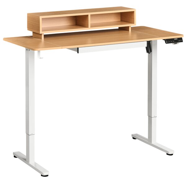 Elektricky výškově nastavitelný pracovní stůl LUCAMA 120 cm 60 cm s USB portem Světle hnědá/Bílá