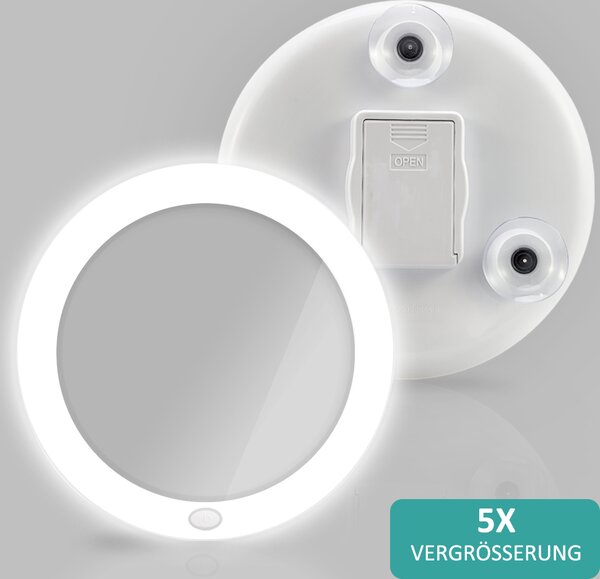 EMKE ф165mm LED make-up zrcadlo Kosmetické zrcadlo Nástěnné zrcadlo s přísavkou a 5x zvětšujícím zrcadlem