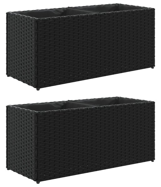 Zahradní truhlíky se 2 květináči 2 ks černé 72 x 30 x 32 cm 3210528