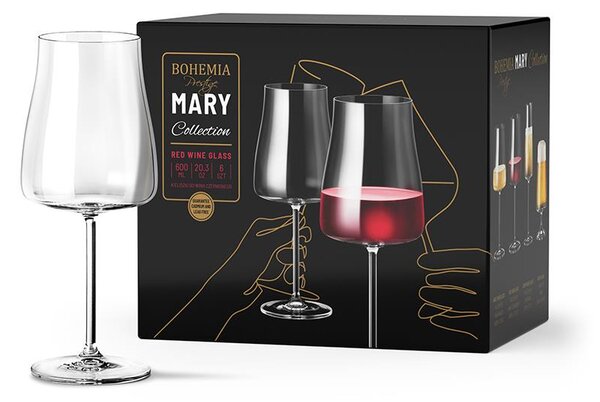 BOHEMIA PRESTIGE MARY SKLENICE NA ČERVENÉ VÍNO 600ML SADA 6KS