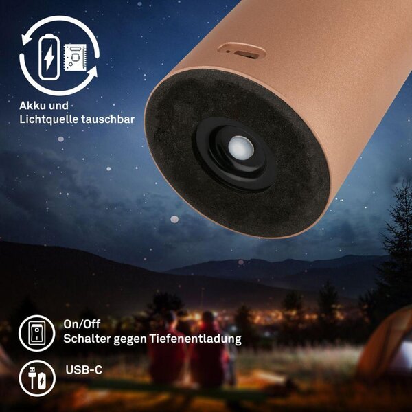 BRILONER Juna stolní lampa - 1,8W, 210lm, nabíjecí, LED, stmívatelné, dotykový vypínač, teplá bílá, kávová 7580014
