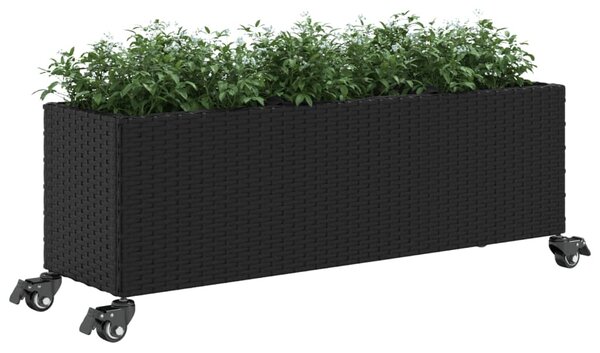 Zahradní truhlíky s kolečky 2 ks černé 107x32x38 cm polyratan 3210525