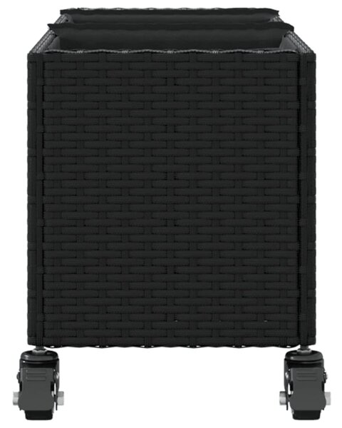 Zahradní truhlíky s kolečky 2 ks černé 107x32x38 cm polyratan 3210525