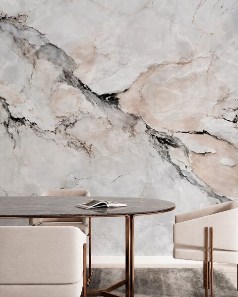 Fototapety Světlá mramorová struktura s tmavými a béžovými žilkami, Tapety Unikátní, w05884 : uwalls.cz