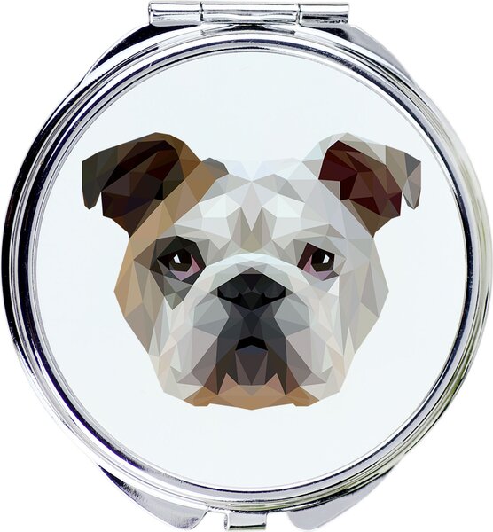 Buldoček, anglický buldoček - Zrcadlo značky Art-Dog s fotografií buldočka a geometrickým vzorem