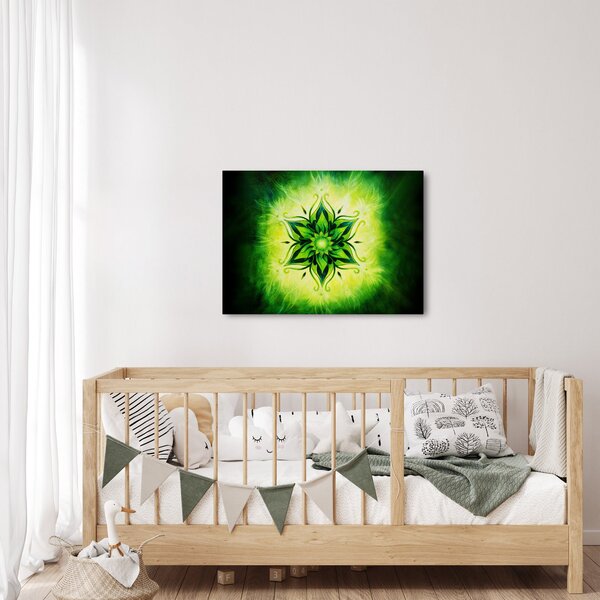 Obraz - Květinová mandala v zeleném pozadí (70x50 cm)