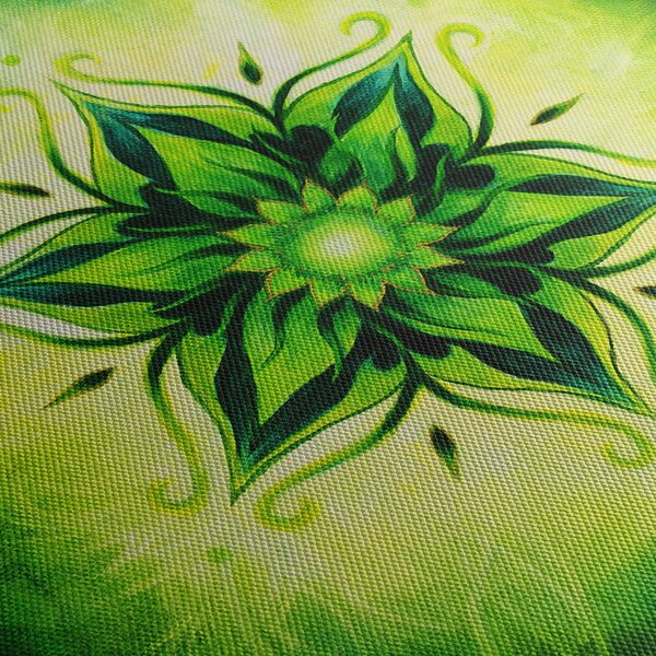 Obraz - Květinová mandala v zeleném pozadí (125x70 cm)