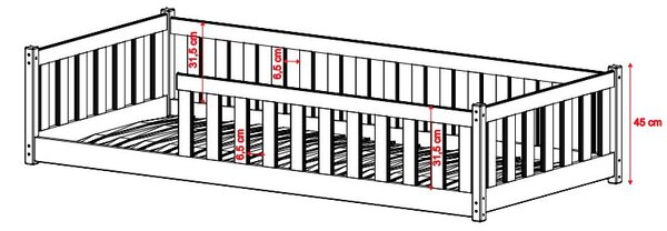 Dětská Montessori postel z masivu borovice BETTY - 200x120 cm - PŘÍRODNÍ