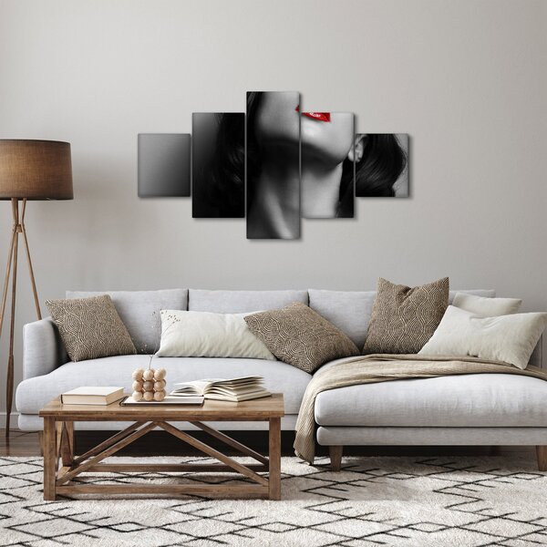 Obraz - Portrét ženy s červenou rtěnkou (125x70 cm)
