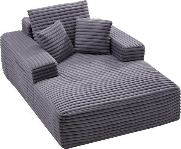 VEVOR chaise longue recliner 138 cm, čalouněná rozkládací pohovka s dekorativními polštáři a područkami, rozkládací pohovka s hlubokým sedákem do obývacího pokoje, ložnice, křeslo z vysoce elastické houby