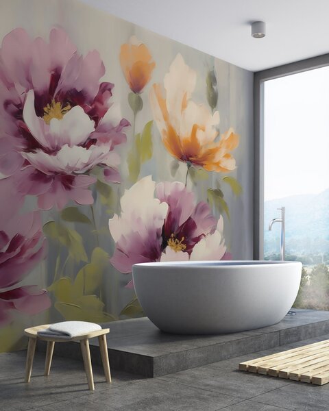 Fototapety Abstraktní stylizované květiny, imitace malby, Tapety Unikátní, w05848 : uwalls.cz