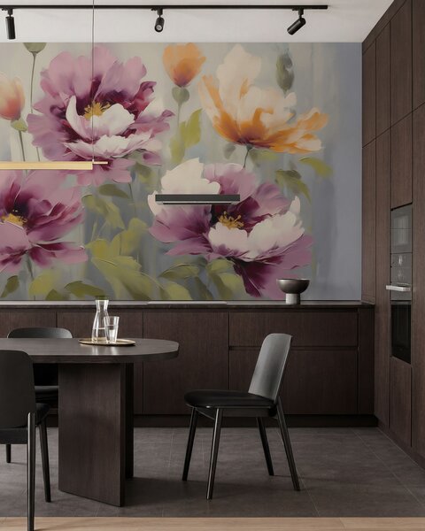 Fototapety Abstraktní stylizované květiny, imitace malby, Tapety Unikátní, w05848 : uwalls.cz