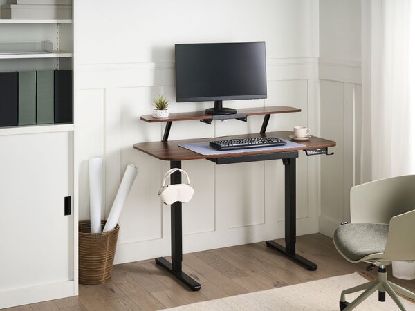 Elektricky výškově nastavitelný pracovní stůl WILBANKS Hnědá/Černá 120 cm 60 cm s USB portem