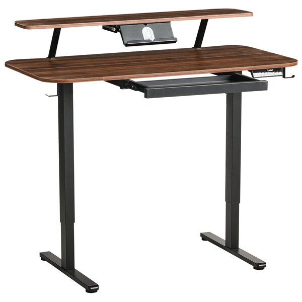Elektricky výškově nastavitelný pracovní stůl WILBANKS Hnědá/Černá 120 cm 60 cm s USB portem