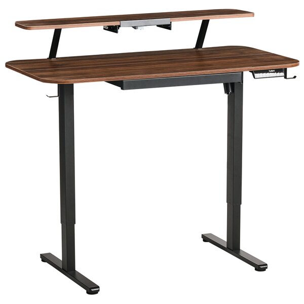 Elektricky výškově nastavitelný pracovní stůl WILBANKS Hnědá/Černá 120 cm 60 cm s USB portem