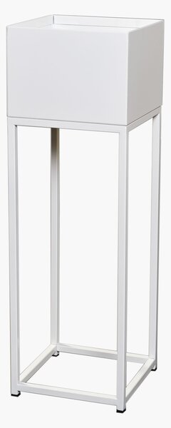 Květináč na vysokých nohách ELEVATE SQUARE, ocel, výška 79 cm, bílý mat