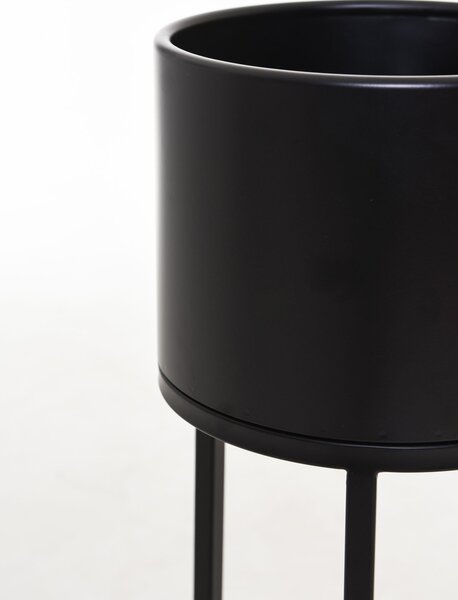 Květináč na vysokých nohách ELEVATE ROUND, ocel, výška 79 cm, černý mat, outlet