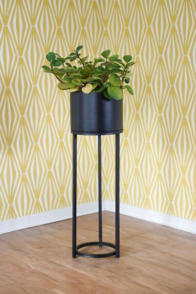 Květináč na vysokých nohách ELEVATE ROUND, ocel, výška 79 cm, černý mat, outlet