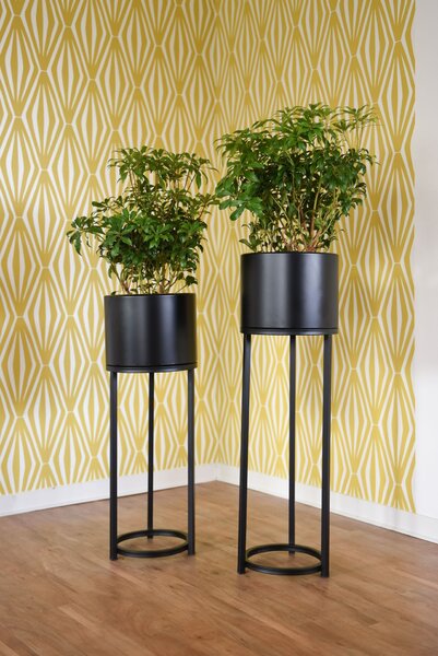 Květináč na vysokých nohách ELEVATE ROUND, ocel, výška 79 cm, černý mat, outlet