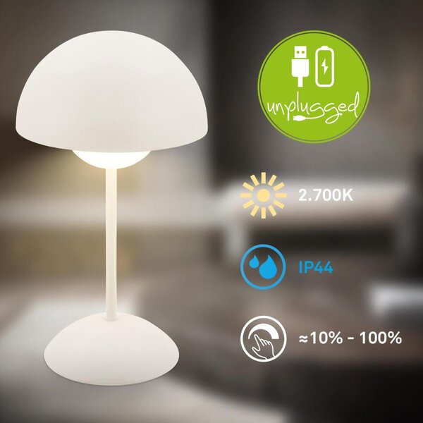 BRILONER Kugle stolní lampička - 3W, 250lm, bezdrátová, LED, stmívatelné, dotykový vypínač, teplá bílá, bílá 7578016