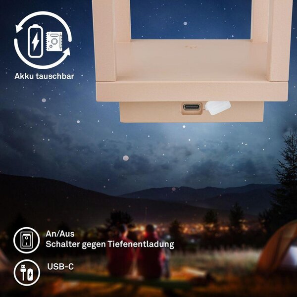 BRILONER Laer stolní lampa - 1,8W, 50lm, bezdrátová, LED, stmívatelné, dotykový vypínač, CCT, béžová 7579011