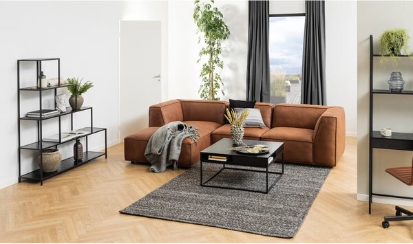Koňakově hnědá rohová pohovka z recyklované kůže Bonami Selection Fairfield, levý roh, 282 cm
