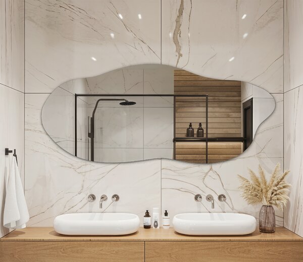 Velké zrcadlo – Organické zrcadlo – Zrcadlo do obývacího pokoje – 45 × 100 cm – Designové zrcadlo – Koupelnové zrcadlo – Závěsné zrcadlo