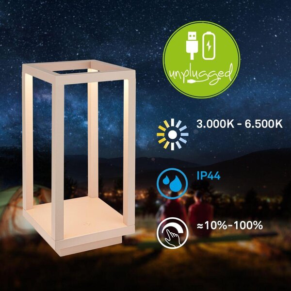 BRILONER Laer stolní lampa - 1,8W, 50lm, bezdrátová, LED, stmívatelné, dotykový vypínač, CCT, béžová 7579011