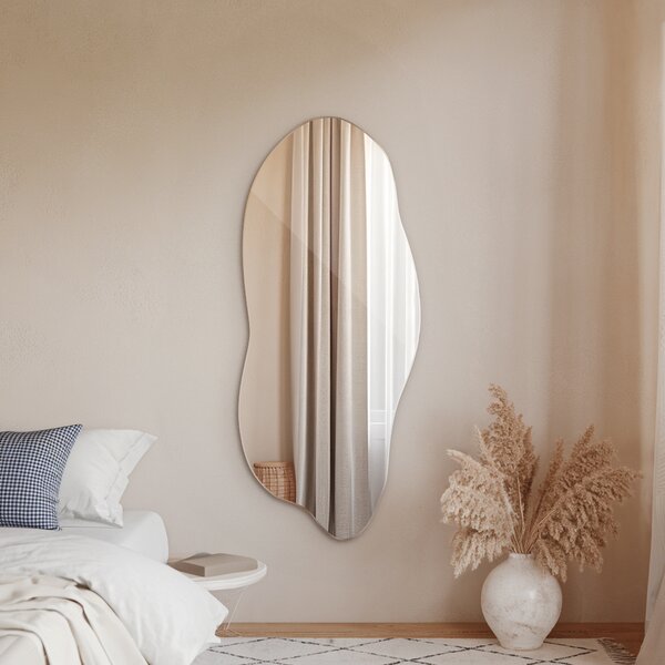 Velké zrcadlo – Organické zrcadlo – Zrcadlo do obývacího pokoje – 45 × 100 cm – Designové zrcadlo – Koupelnové zrcadlo – Závěsné zrcadlo