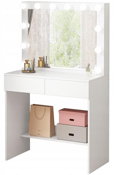 Moderní kosmetická toaletka na make-up s led zrcadlem glamour loft
