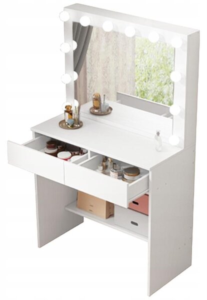 Moderní kosmetická toaletka na make-up s led zrcadlem glamour loft