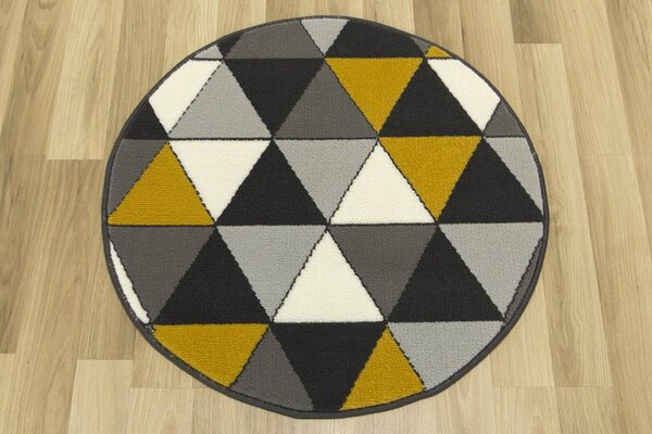 Kulatý koberec LUNA 502902/89925 šedý žlutý Rozměr: průměr 70 cm