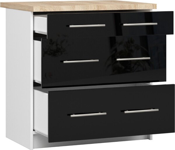 AKORD Furniture Factory KS0POLIBIACZARPOL3S015, Bílá, 16 mm, 3 zásuvka/zásuvek, 460 mm, 800 mm, 850 mm
