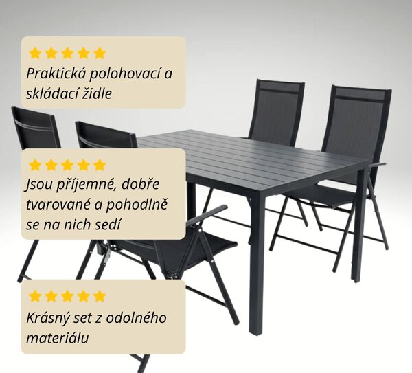 Vikio Zahradní set 150x90 pro 4 osoby V134 černá
