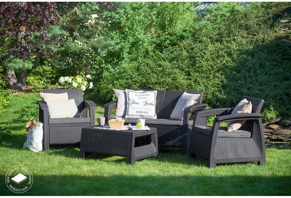 Tmavě šedý zahradní lounge set pro 4 Corfu – Keter