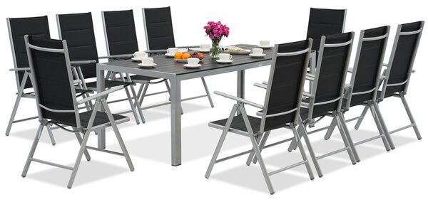 Hliníkový zahradní nábytek Garden Point s velkým stolem Polywood Verona pro 10 osob