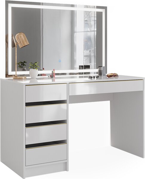 Toaletní stolek Vicco Sherry Bílá/zlatá 120 cm se zrcadlem LED, Model 47707