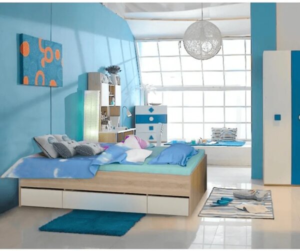 MATIASI POSTEL 90X200, DUB SONOMA/BIELA DOPREDAJ