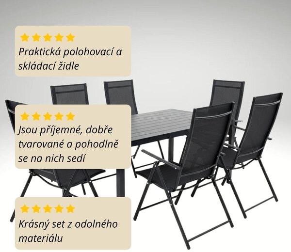 Vikio Zahradní set 150x90 pro 6 osob V136 černá