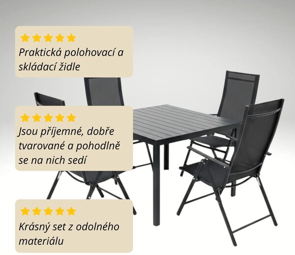 Vikio Zahradní set 90x90 pro 4 osoby V133 černá