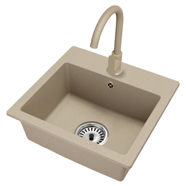 Granitový dřez DON + baterie DECO BÉŽOVÉ 44,2 x 41,5 x 17,1cm