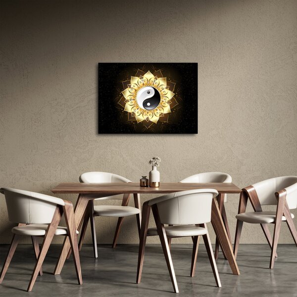 Obraz - Zlatý Yin-Yang (70x50 cm)